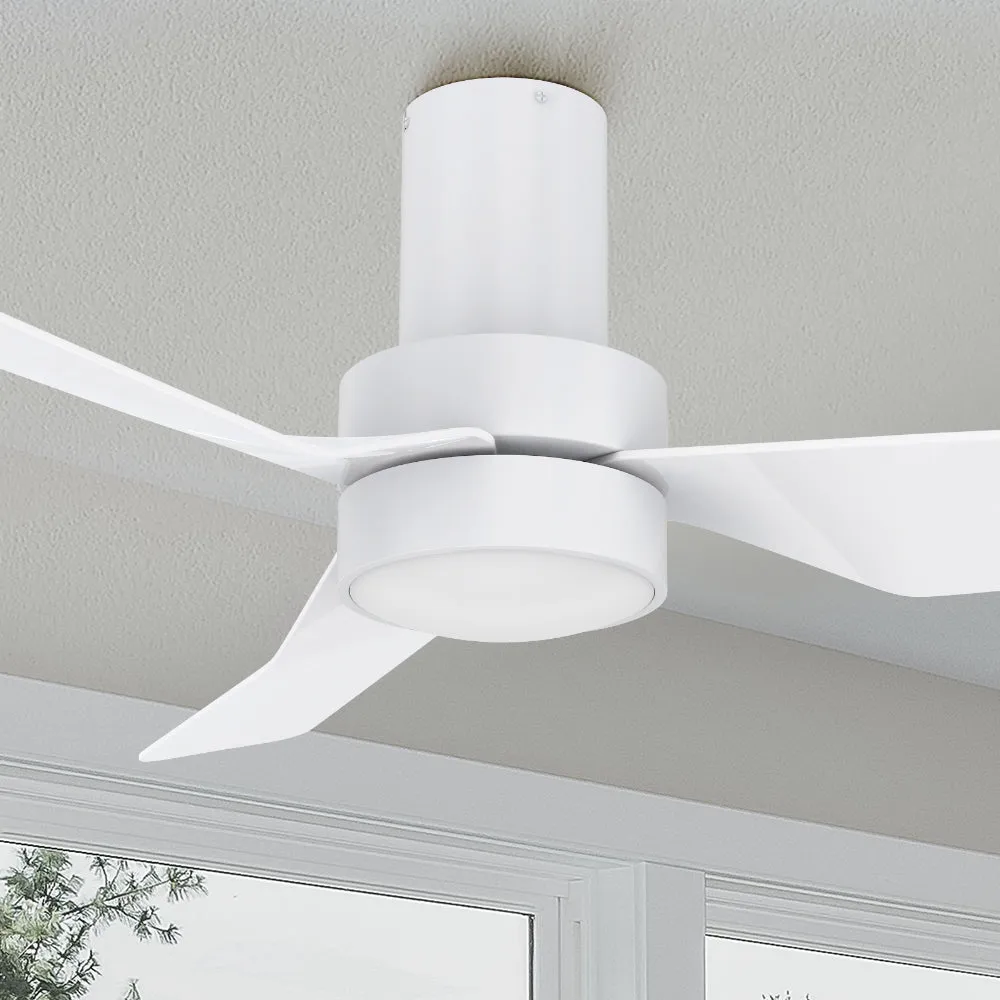 Barnet Flush Mount Smart Ceiling Fan with LED Light and remote 44 inch