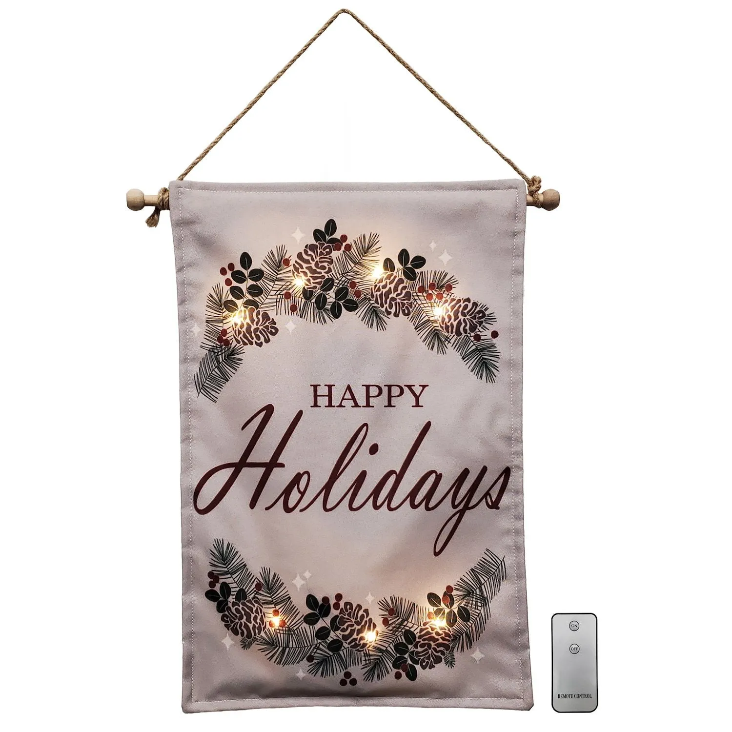 Battery-Operated Lighted Wall Banner - Happy Holidays