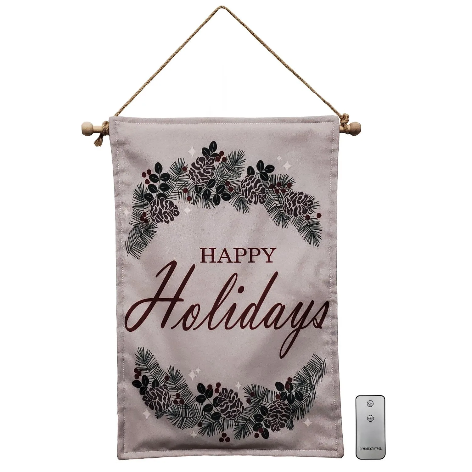 Battery-Operated Lighted Wall Banner - Happy Holidays