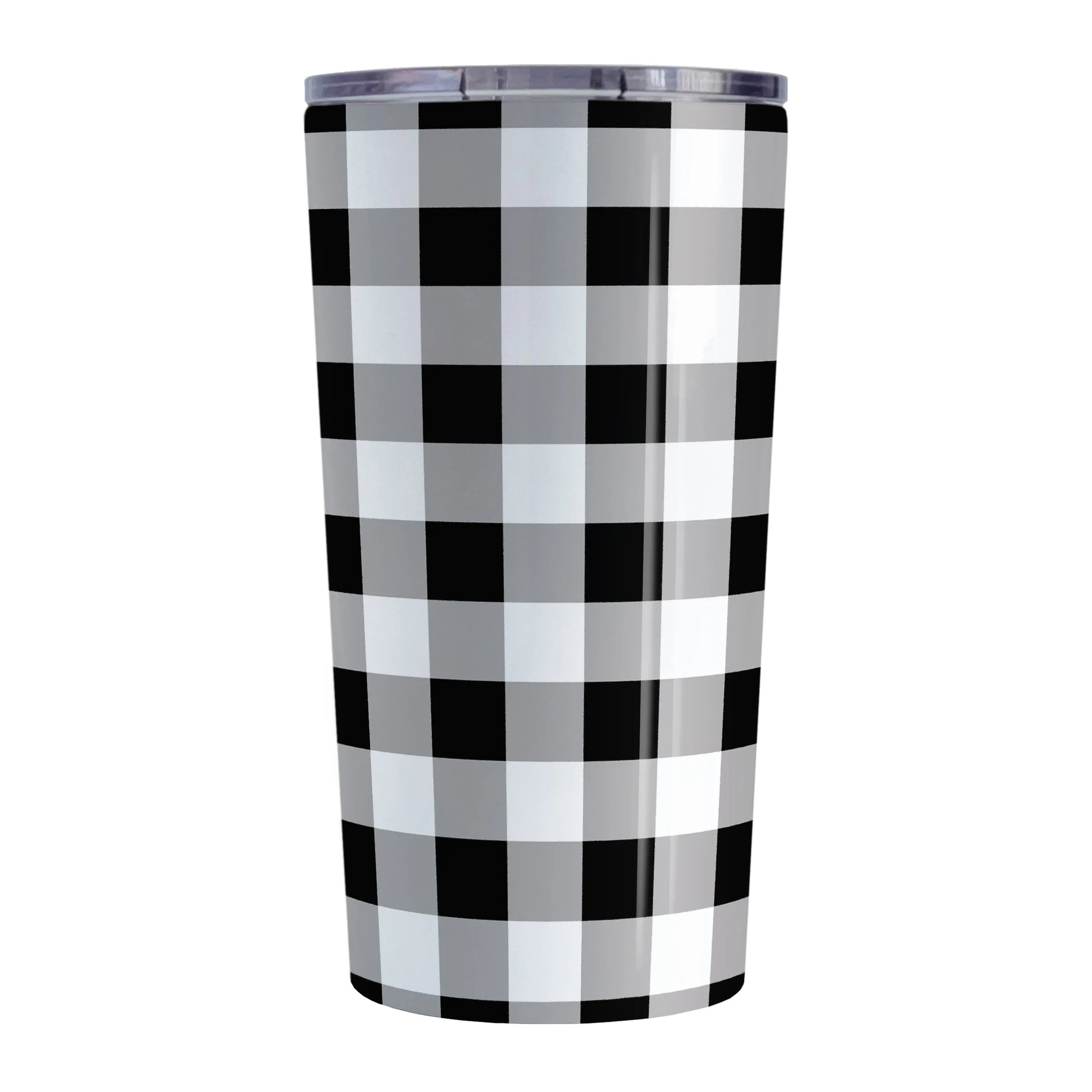 Black and White Buffalo Plaid Tumbler Cup