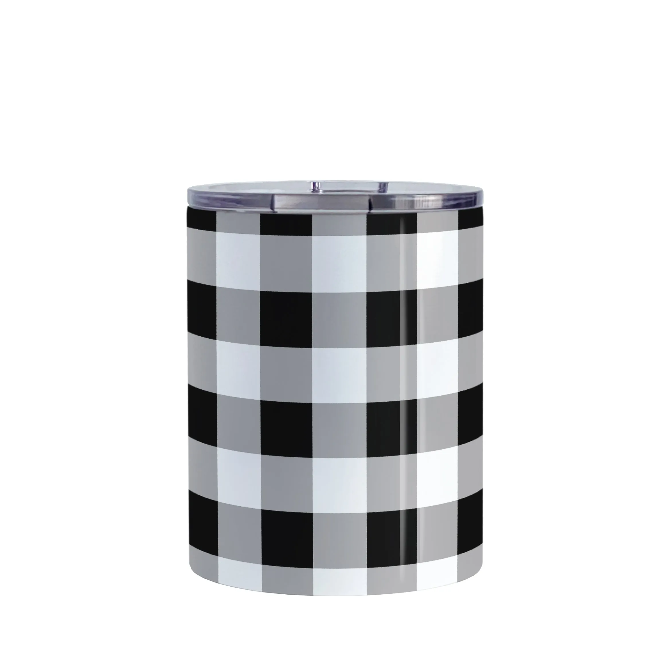 Black and White Buffalo Plaid Tumbler Cup