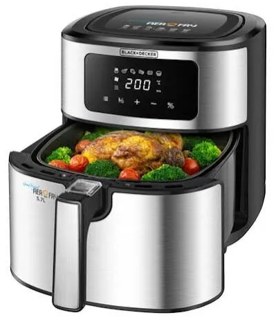 Black Decker  5.7 L Digital AirOfry, 1500 W, Stainless Steel Finish, AF7257