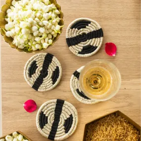 Black Sabai Grass Abstract Coaster Set of 4