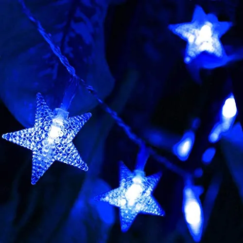 Blue Crystal Star String LED Light for Bedroom Diwali Decoration LED Star Fairy Light for Valentine Day Decoration Home Decor Christmas Diwali Lighting Romantic Mood Light (Blue 8 mtr) Made in India