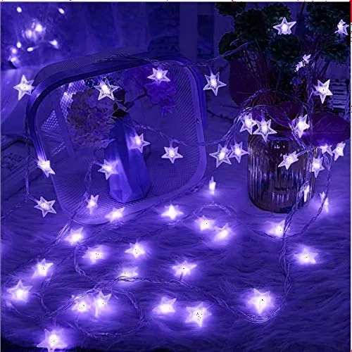 Blue Crystal Star String LED Light for Bedroom Diwali Decoration LED Star Fairy Light for Valentine Day Decoration Home Decor Christmas Diwali Lighting Romantic Mood Light (Blue 8 mtr) Made in India