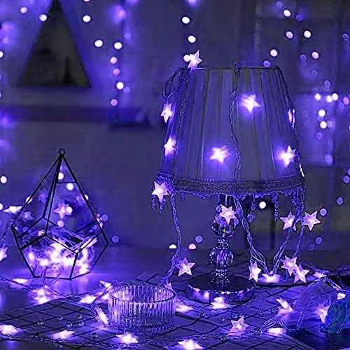 Blue Crystal Star String LED Light for Bedroom Diwali Decoration LED Star Fairy Light for Valentine Day Decoration Home Decor Christmas Diwali Lighting Romantic Mood Light (Blue 8 mtr) Made in India