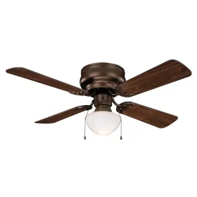 Boston Harbor Ceiling Fan, 4-Blade, Venetian Bronze Housing, 42 in Sweep, MDF Blade, 3-Speed