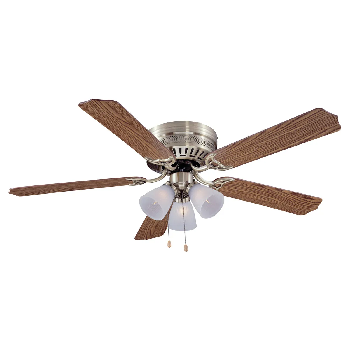 Boston Harbor CF-78049L Ceiling Fan Light Kit, 5-Blade, Antique Brass Housing, 52 in Sweep, MDF Blade, 3-Speed