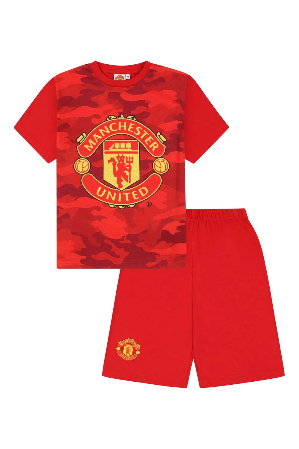 Boys Manchester United FC Red Camouflage Short Pyjamas