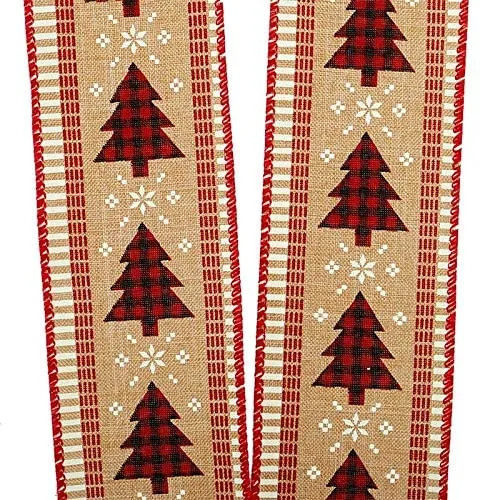 Buffalo Plaid Christmas Trees Ribbon - 2 1/2" x 10 Yards