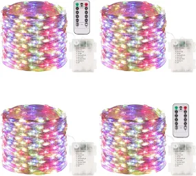 Bulk 4 Packs 33FT 100 LED Fairy Lights Battery Operated with Remote & Timer Waterproof Christmas Holiday Wholesale