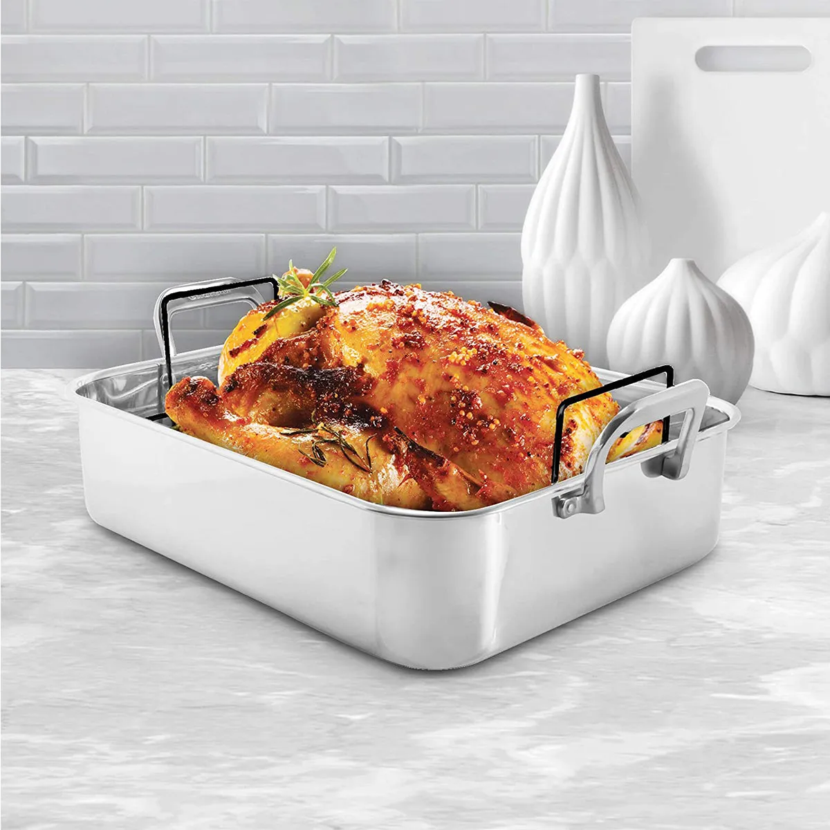 Chantal Stainless Steel Roaster w/ Nonstick Rack (15.5" L x 12.25" W x 4" H)