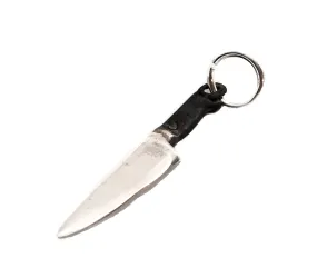 Chef Knife Charm with Black Handle in Sterling Silver