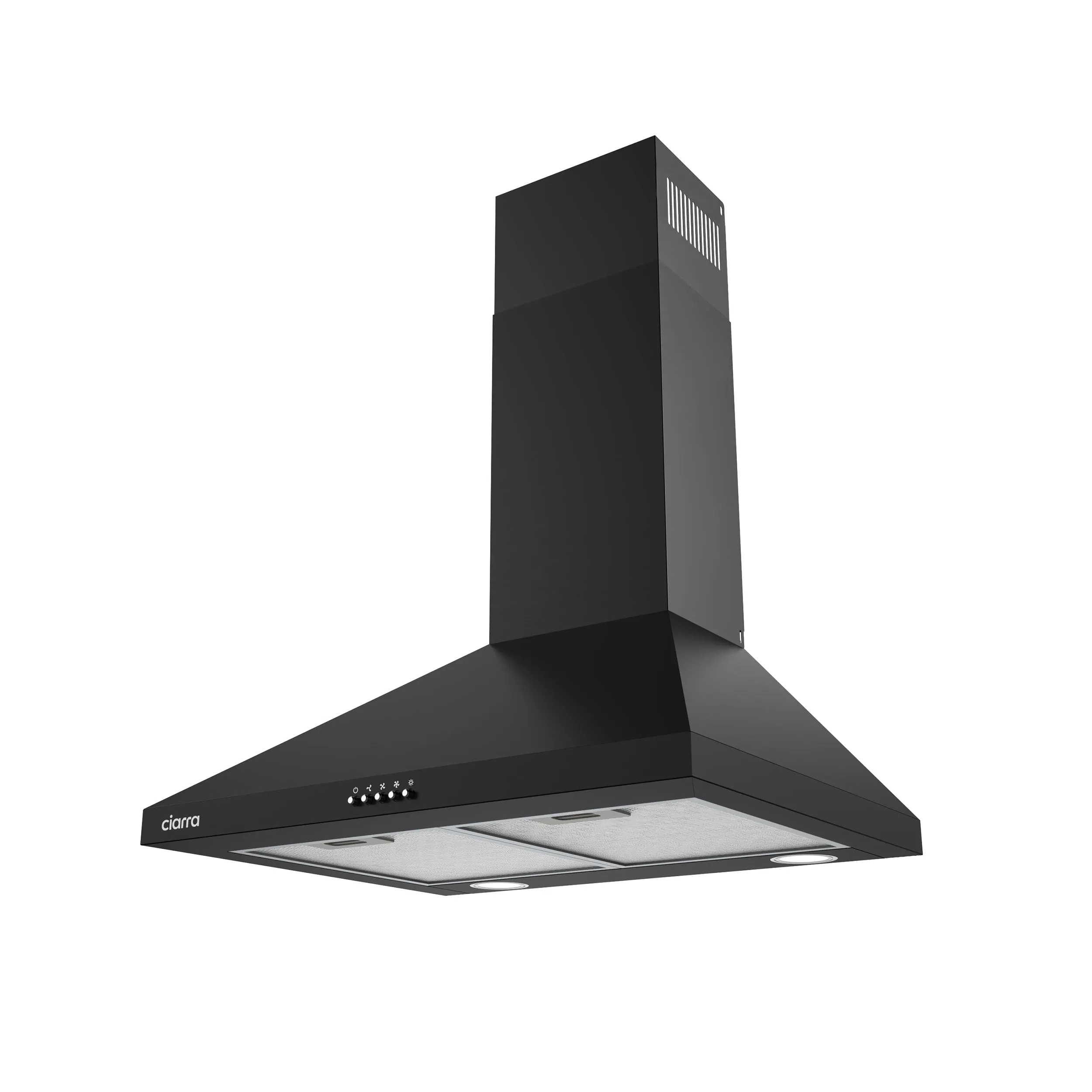 CIARRA 24 Inch Wall Mount Range Hood 450CFM Vent Hood Pyramid with Black Painting CAB60206P-OW