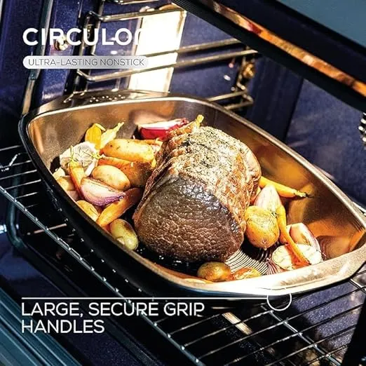 Circulon Ultra Lasting Nonstick Roasting Pan With Easy Serve Rack, Black - (39.5 x 30.5 x 6.5cm)