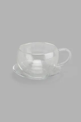 Clear Double Wall Cup And Saucer Set (270ml)