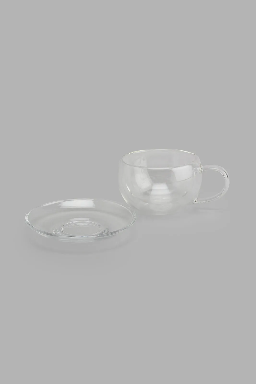 Clear Double Wall Cup And Saucer Set (270ml)