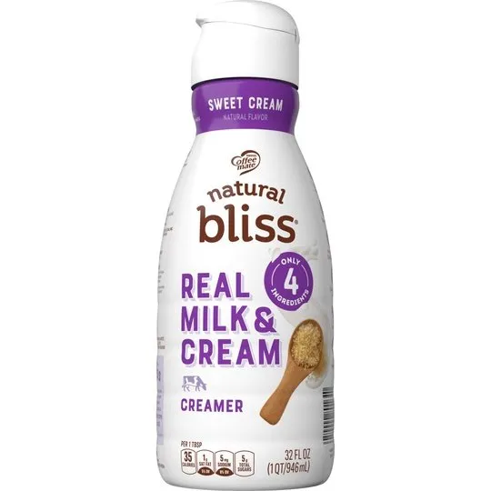 Coffee mate Natural Bliss Real Milk & Cream Sweet Cream Flavored Coffee Creamer, 32 fl oz