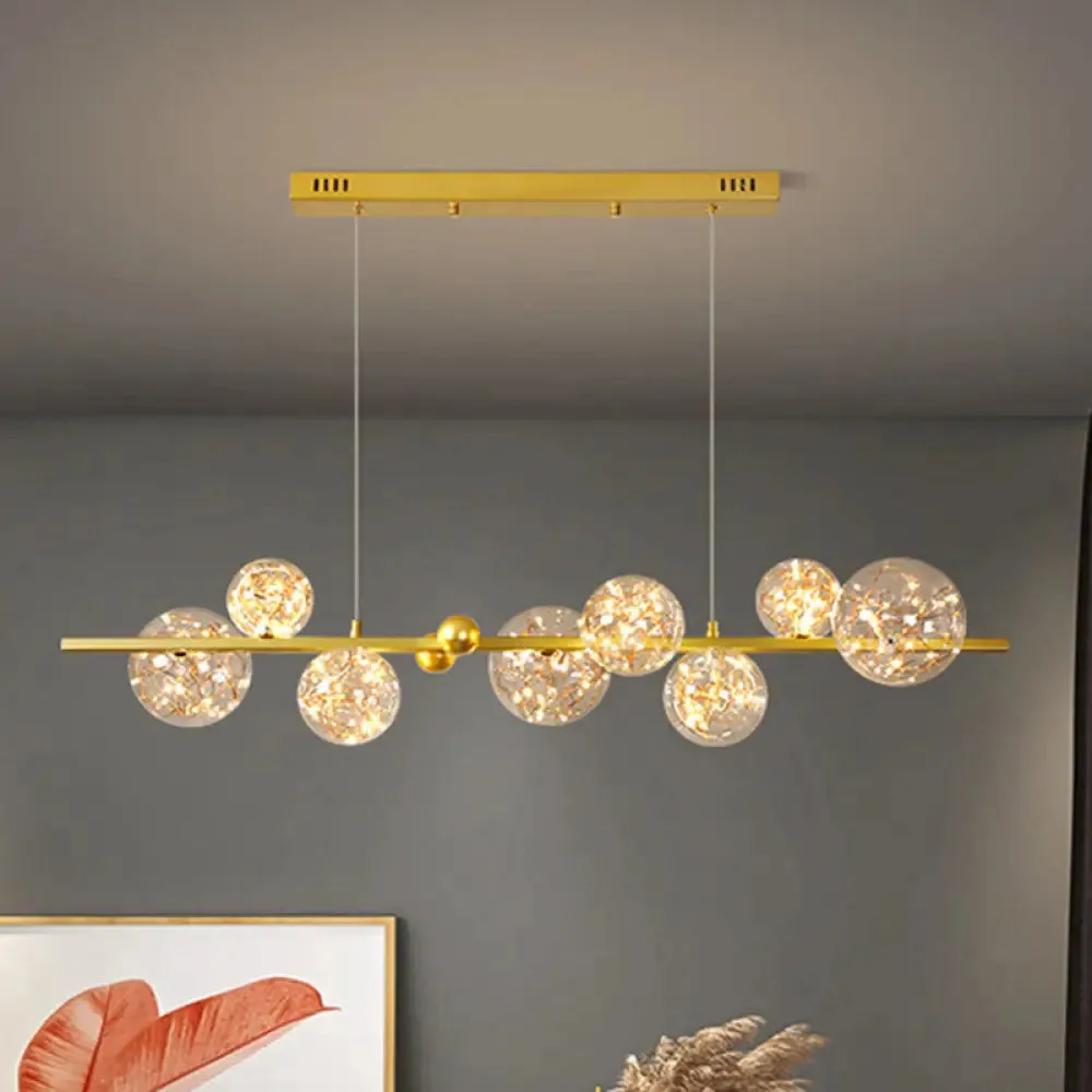 Contemporary LED Glass Orb Chandelier - Glow String & Down Lighting