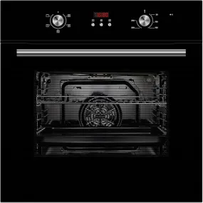 Cookology COF605BK 60cm 65 Litre Capacity, Installed Built In Electric Fan Oven, Integrated Single Fan Oven with Mechanical Dial Timer and Grill - in Black