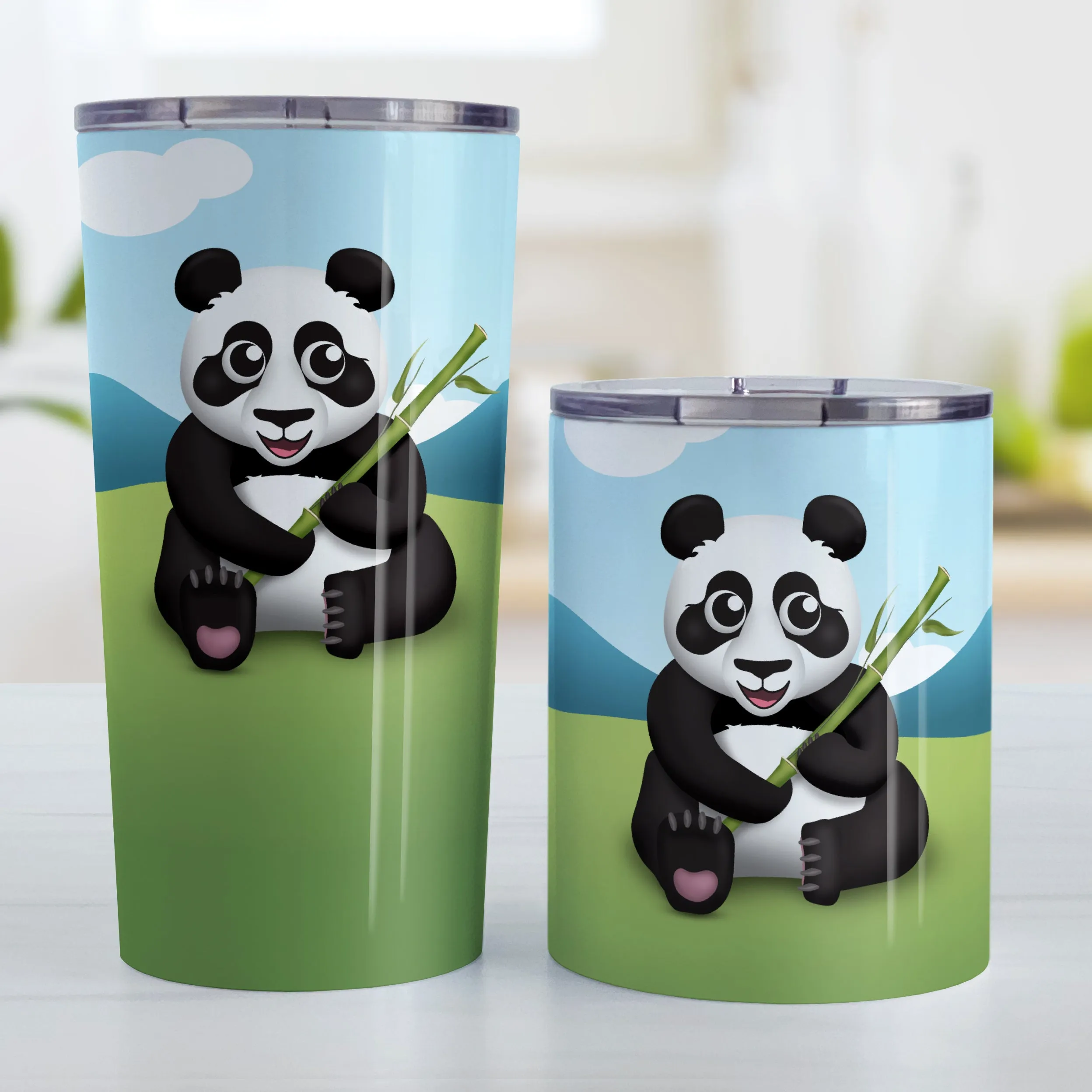 Cute Panda with Bamboo Tumbler Cup