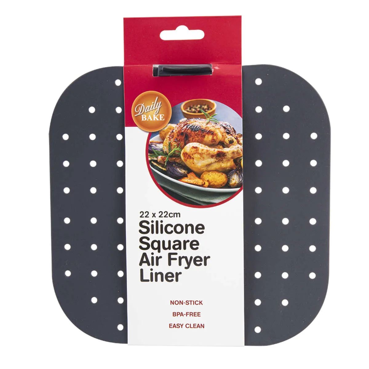 Daily Bake Silicone Square Air Fryer Liner Charcoal 22cm