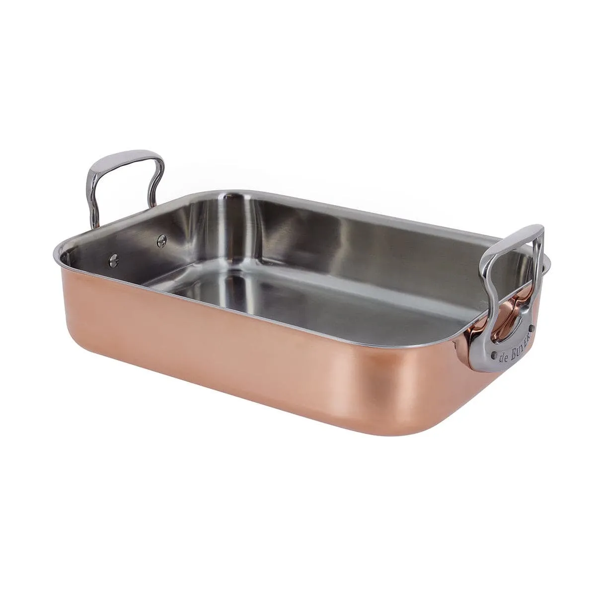 de Buyer Inocuivre Copper Roasting Pan With Two Stainless Steel Handles, 13.75 x 9.8-Inches