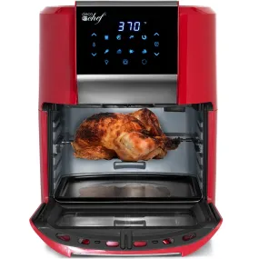 Deco Chef 12.7QT Digital Air Fryer Oven, with 3 Racks, Rotisserie, 8 Meal Presets, Red