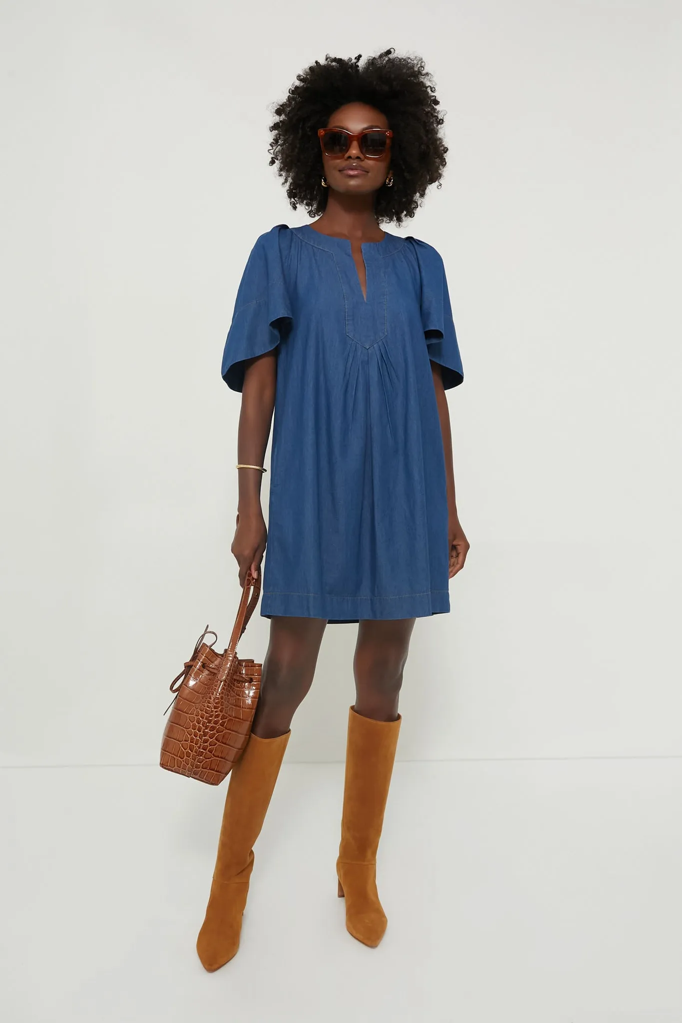 Denim Finley Flutter Sleeve Dress