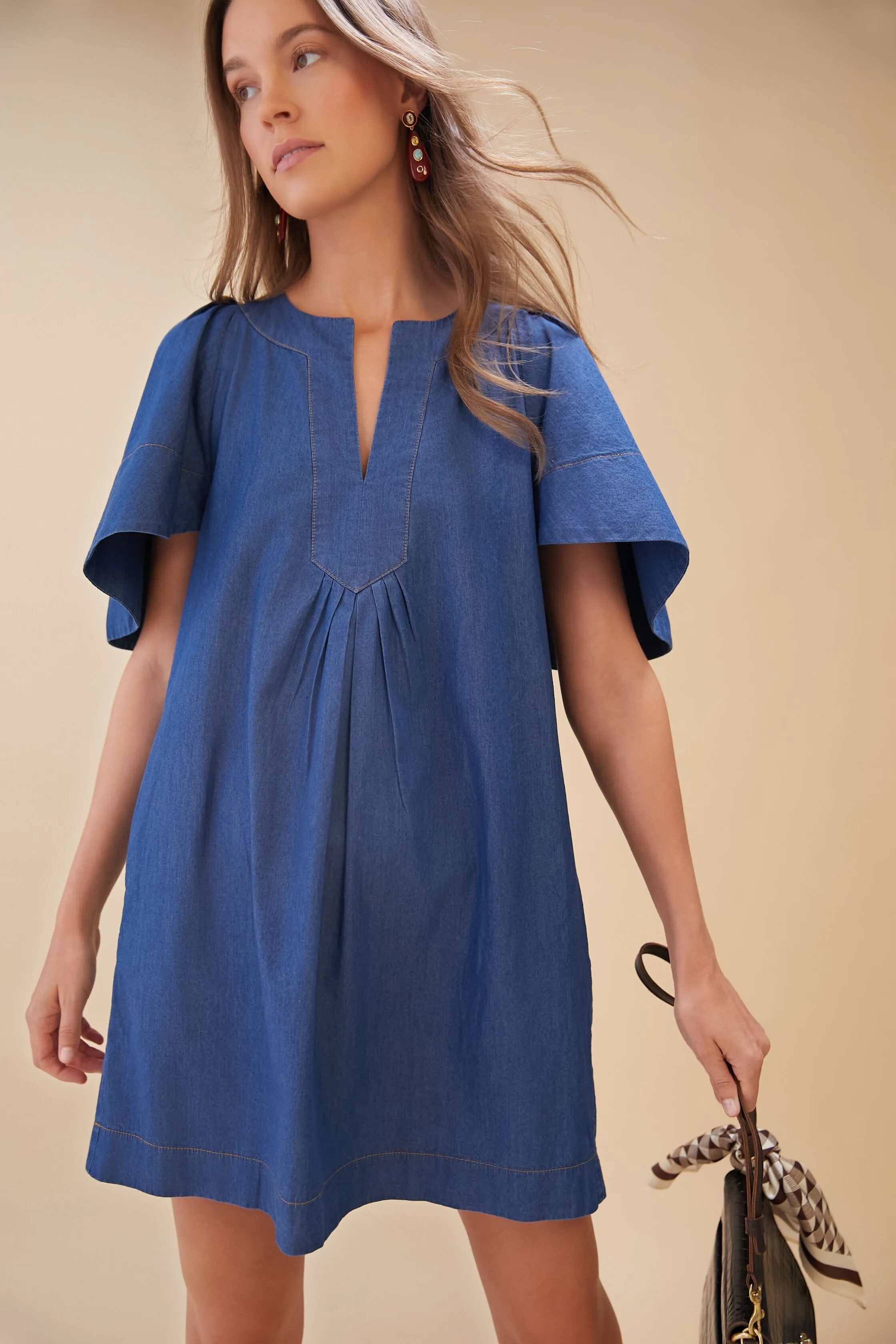 Denim Finley Flutter Sleeve Dress