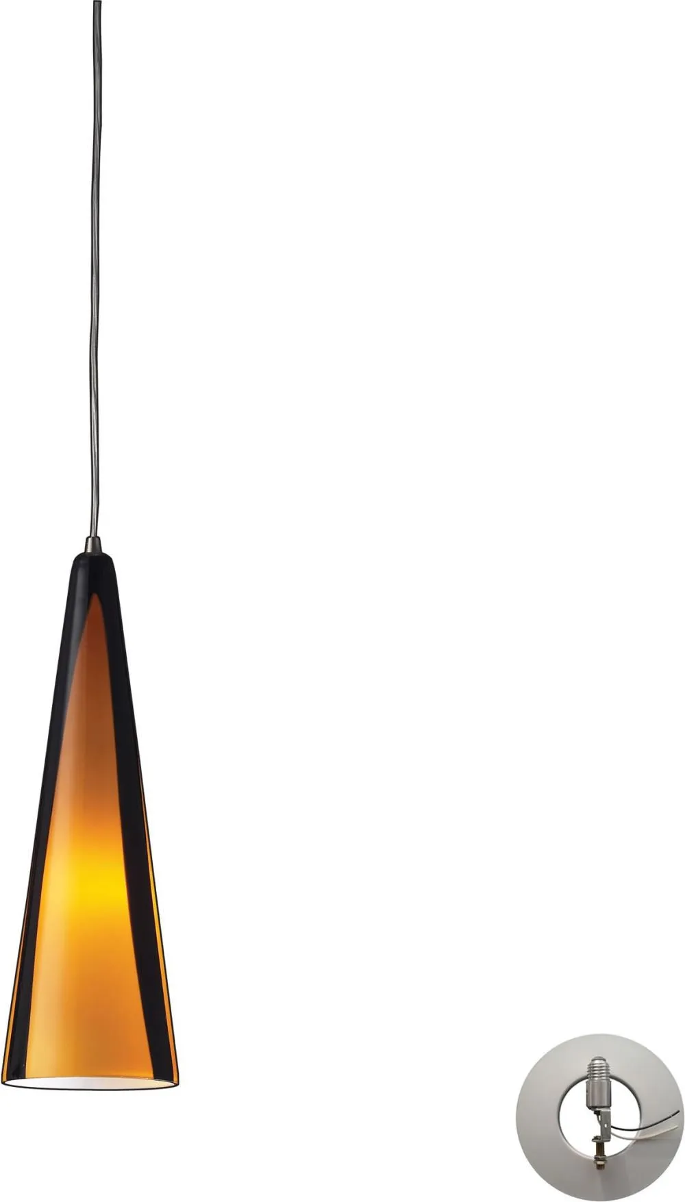 Desert Winds 1 Light Pendant In Satin Nickel and Sahara Glass - Includes Recessed Lighting Kit