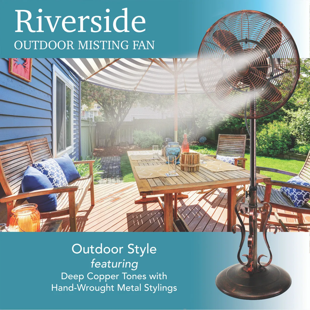 Design Aire 18" Indoor/Outdoor Fan RIVERSIDE - With Misting Kit - NO COVER