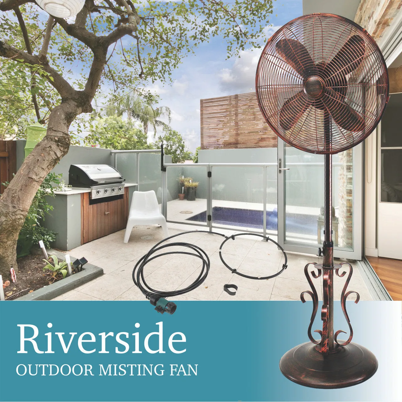 Design Aire 18" Indoor/Outdoor Fan RIVERSIDE - With Misting Kit - NO COVER