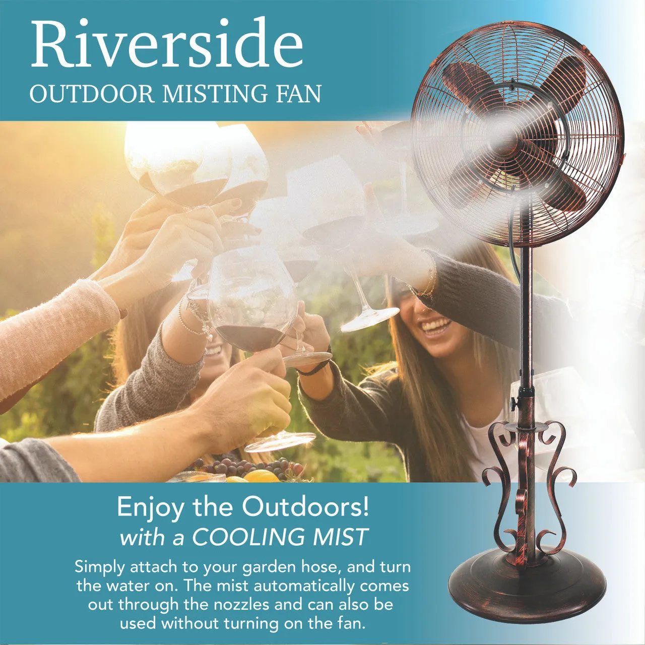 Design Aire 18" Indoor/Outdoor Fan RIVERSIDE - With Misting Kit - NO COVER