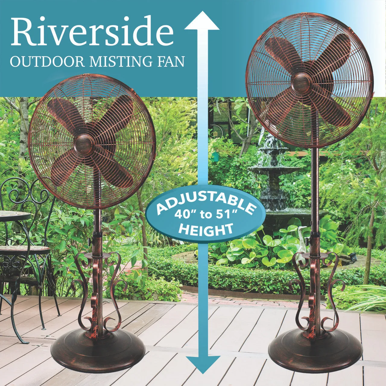 Design Aire 18" Indoor/Outdoor Fan RIVERSIDE - With Misting Kit - NO COVER