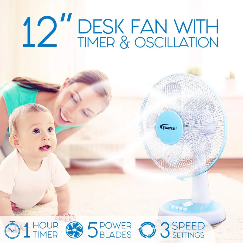 Desk Fan 12" with Oscillation & Timer (PPTF303)