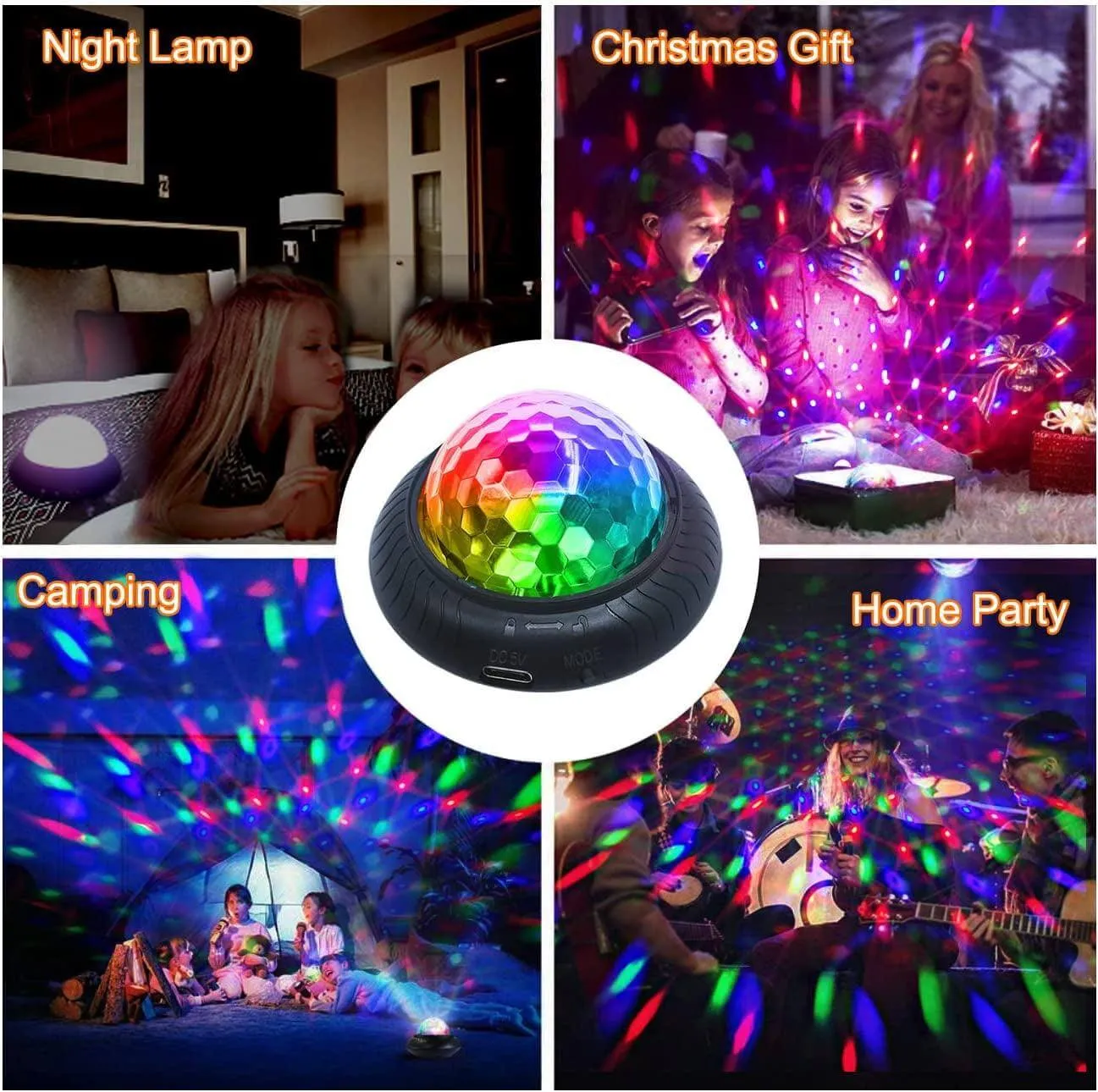 Disco Party Light Night Light 2 in 1 Flashes with Music Sound