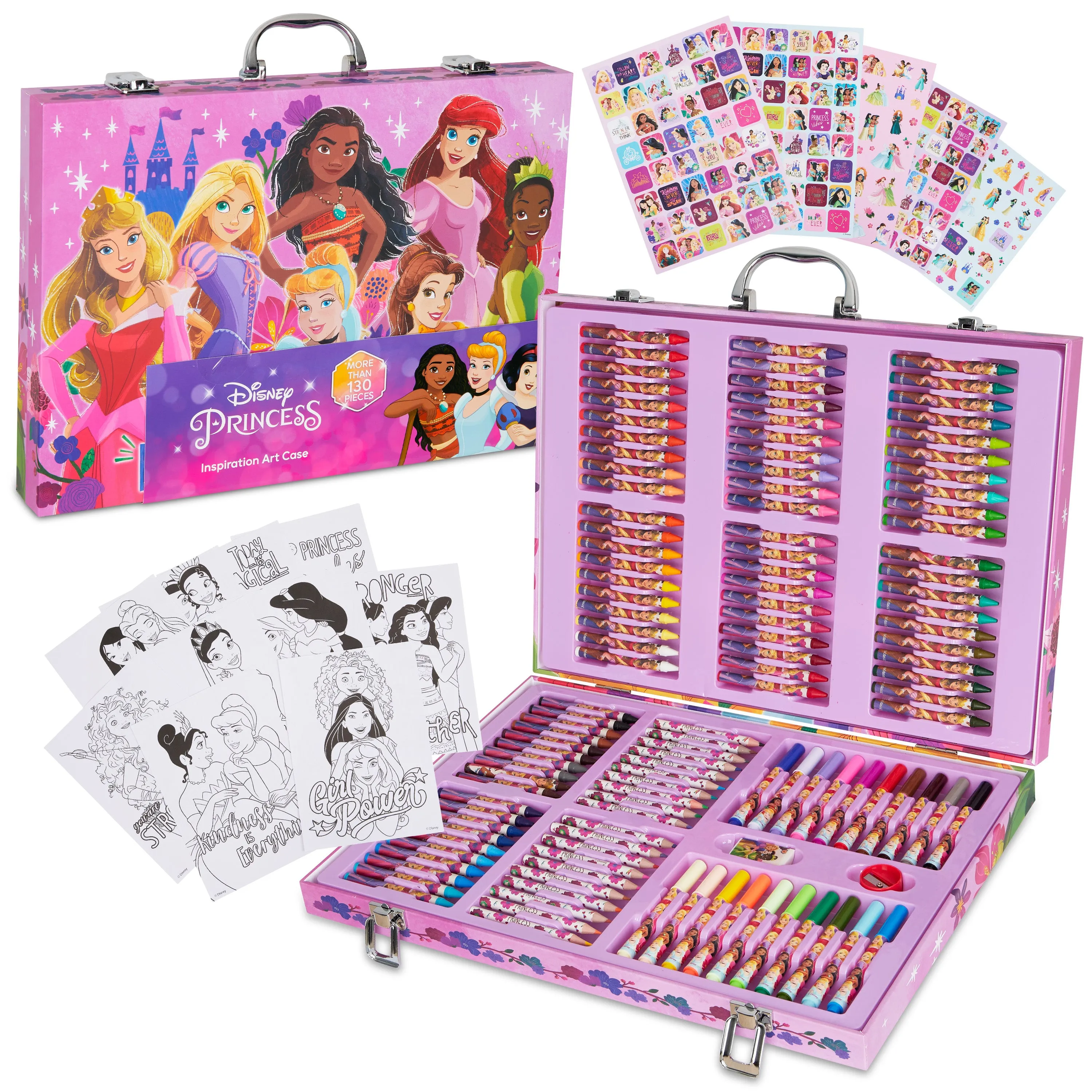 Disney Art Set for Kids 130  Pieces Colouring Pencils - Multi Princess Set