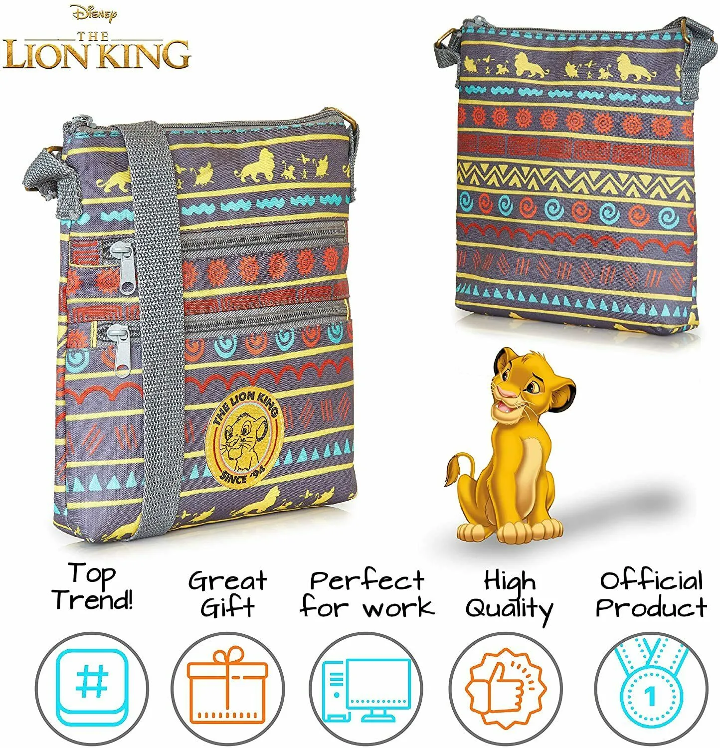 Disney Lion King Bag, Cross Body Bag For Girls And Women, Mini Messenger Bag, Ladies Small Shoulder Bag With Adjustable Crossbody Strap, Ladies Handbags, Gifts For Her