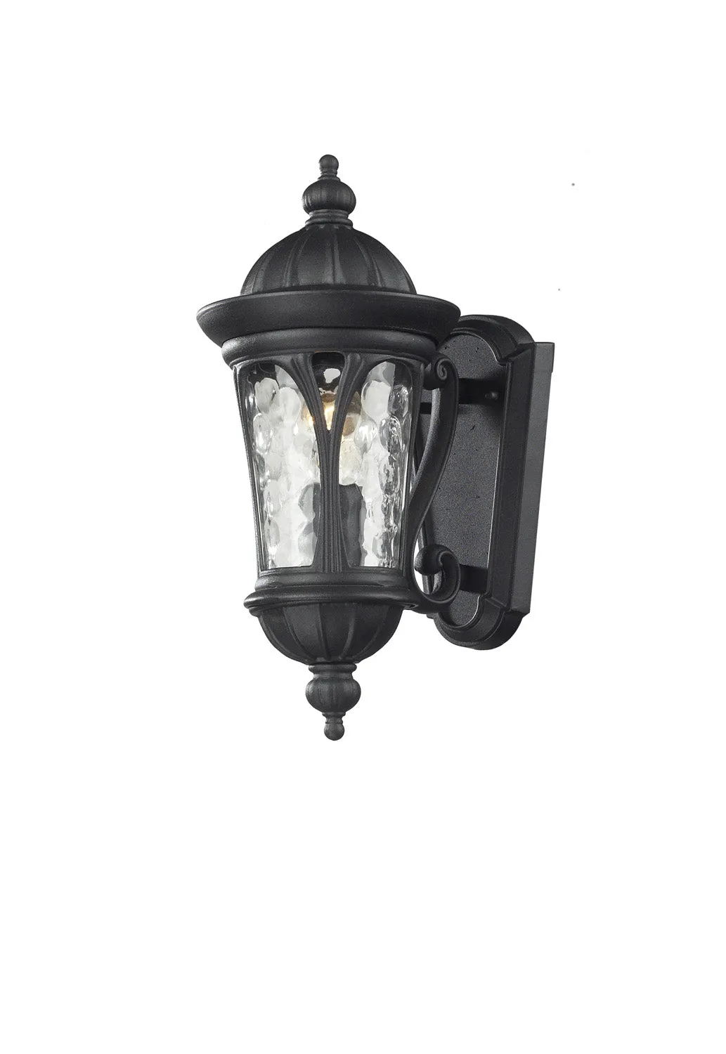 Doma 1-Light Outdoor-Light in Black with Water Glass Glass