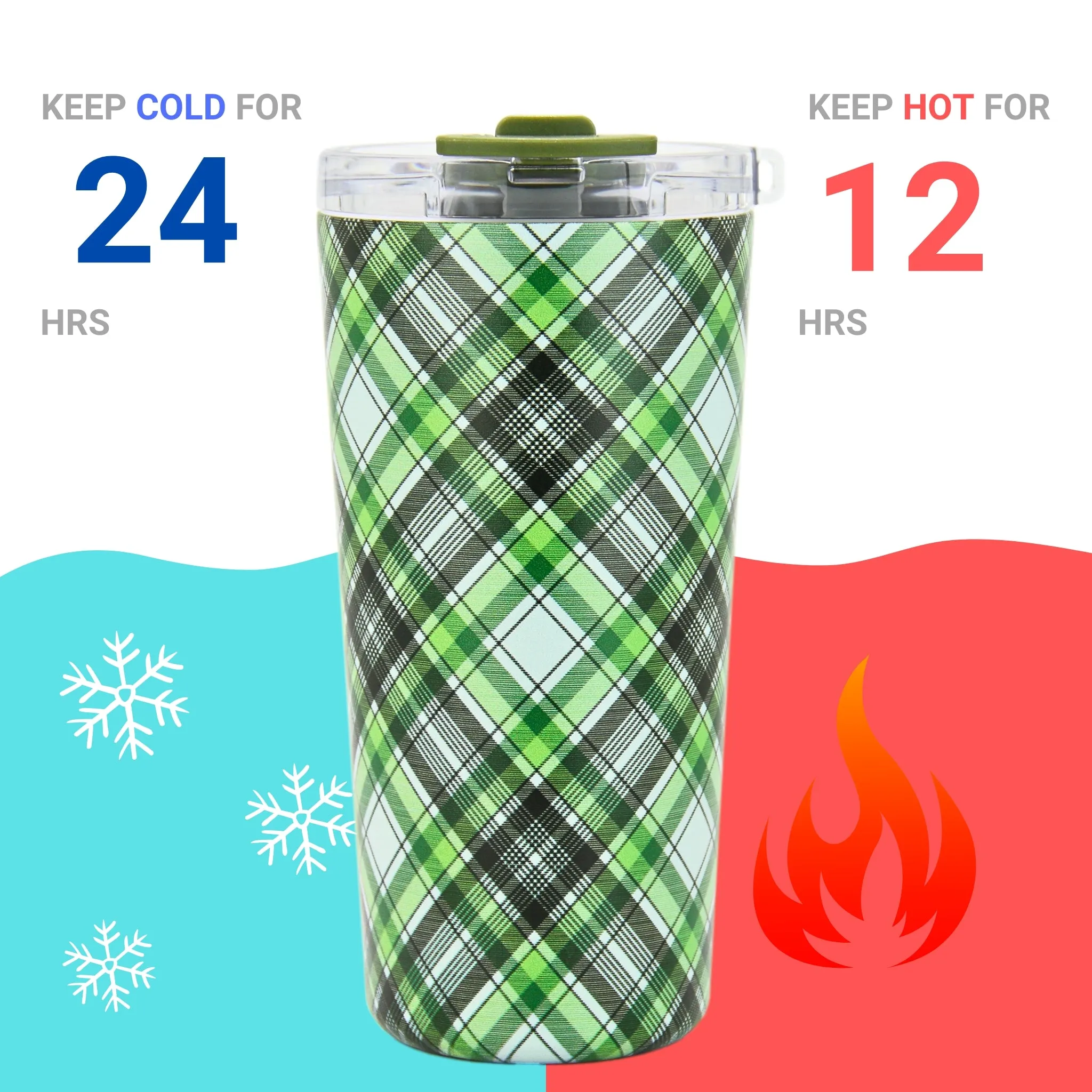 DRINCO®  Seattle 20oz Leakproof Tumbler with Straw - Ireland Plaid