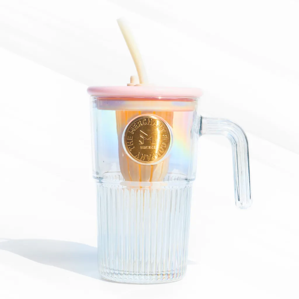 Drinking Cup with Infuser and Straw and handle