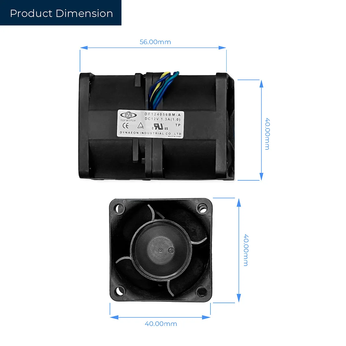 Dynatron 40x40x56mm 12V Dual Ball Bearing Fan DF124056BM-PWMG