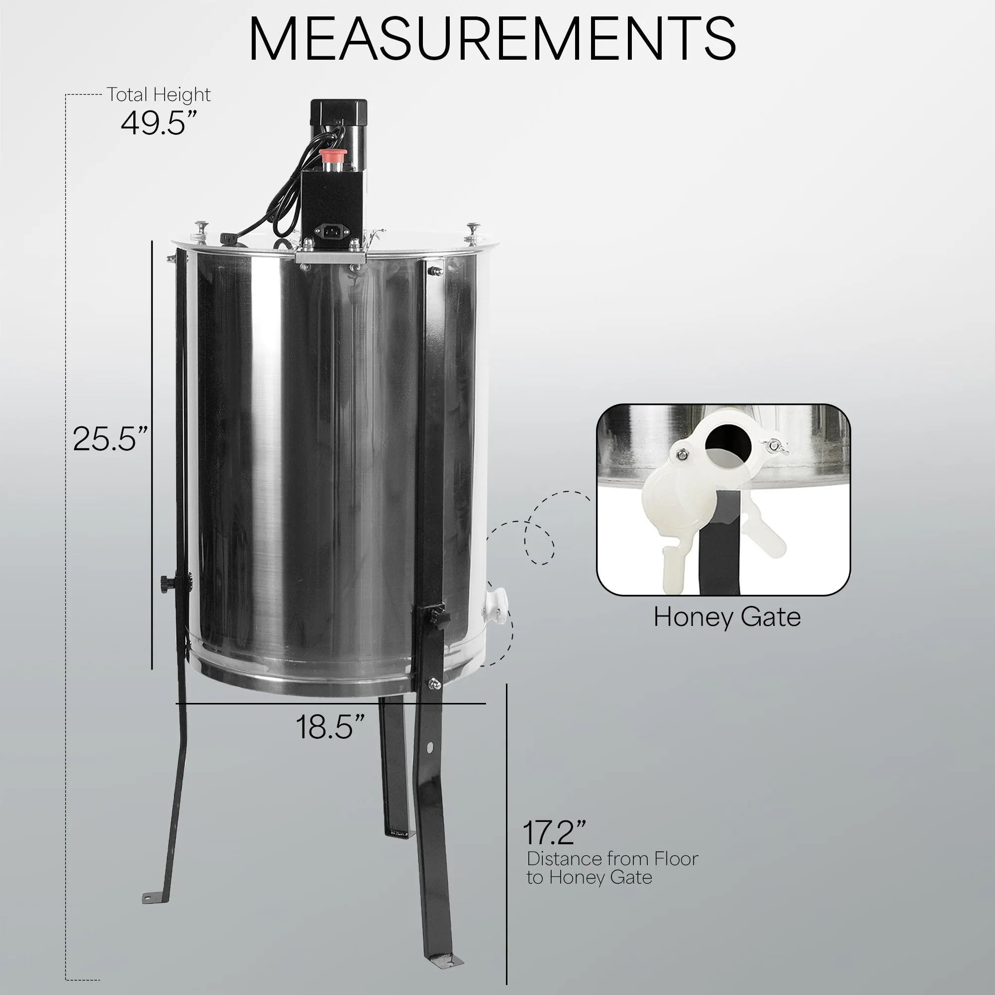 Electric 4 to 8 Frame Stainless Steel Honey Extractor