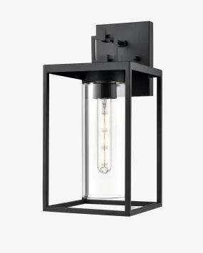 Ellway Outdoor Wall Sconce - Textured Black - Clear Glass - 8.5in. Extension - E26 Medium Base