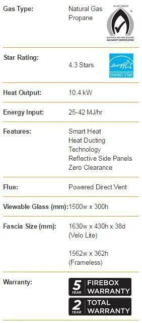 Escea DX1500 Double Sided Gas Fireplace