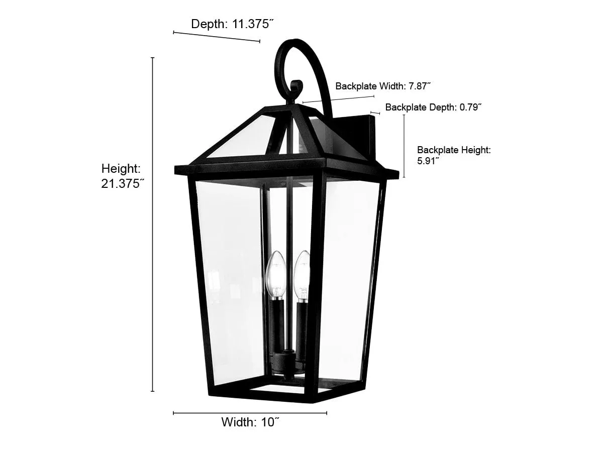 Eston Outdoor Wall Sconce - Textured Black - Clear Glass - 11.375in. Extension - E26 Candelabra Base