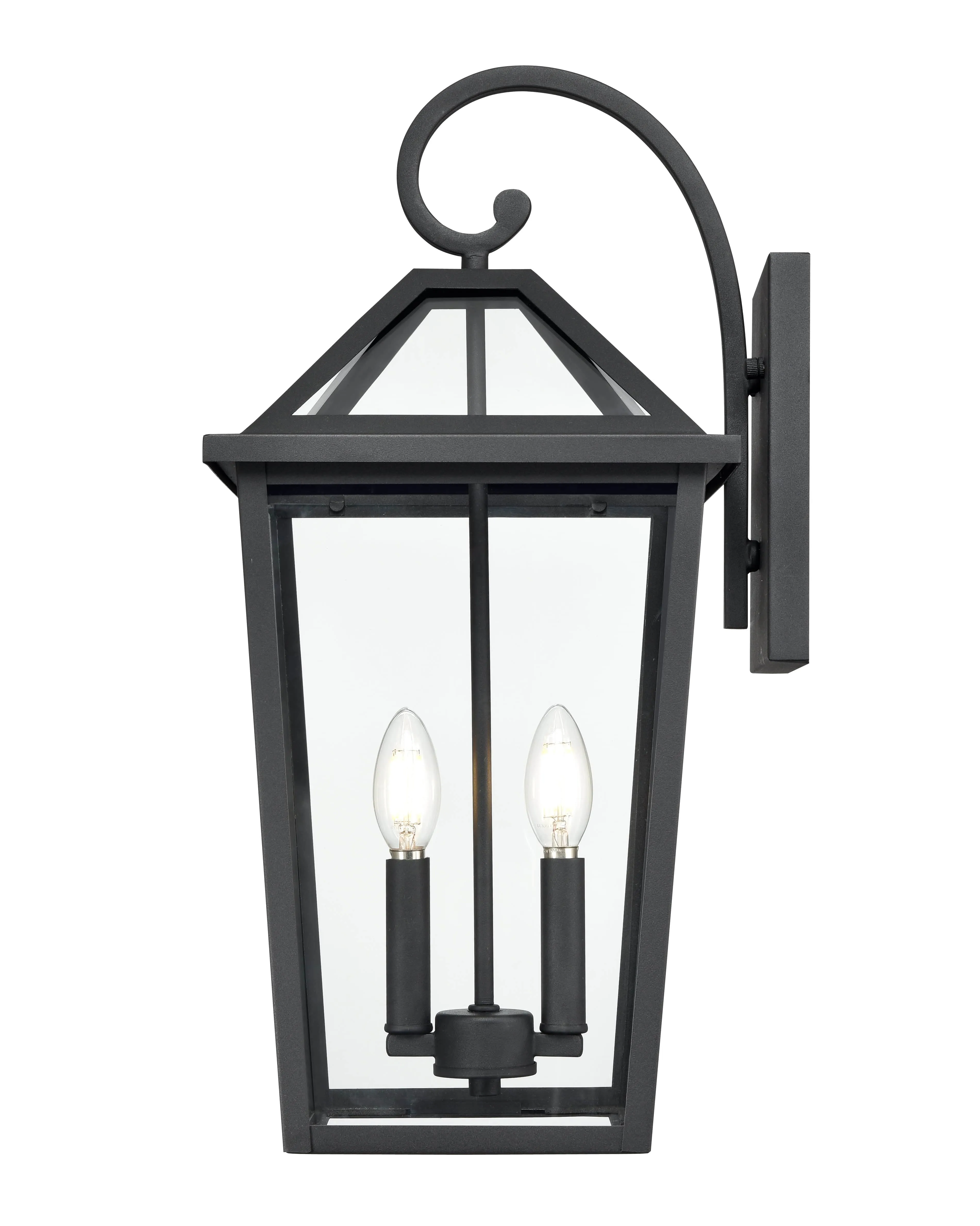 Eston Outdoor Wall Sconce - Textured Black - Clear Glass - 11.375in. Extension - E26 Candelabra Base