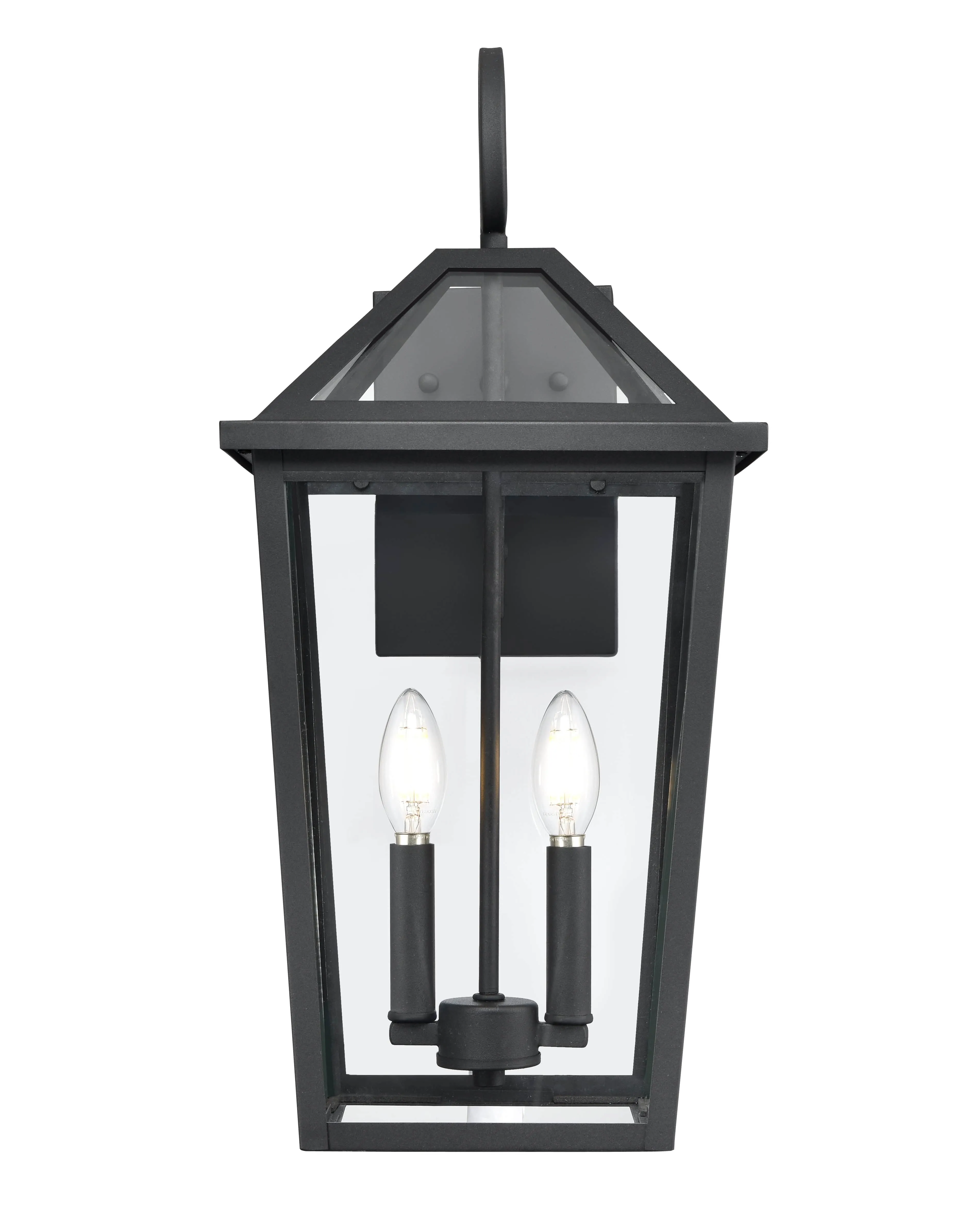 Eston Outdoor Wall Sconce - Textured Black - Clear Glass - 11.375in. Extension - E26 Candelabra Base