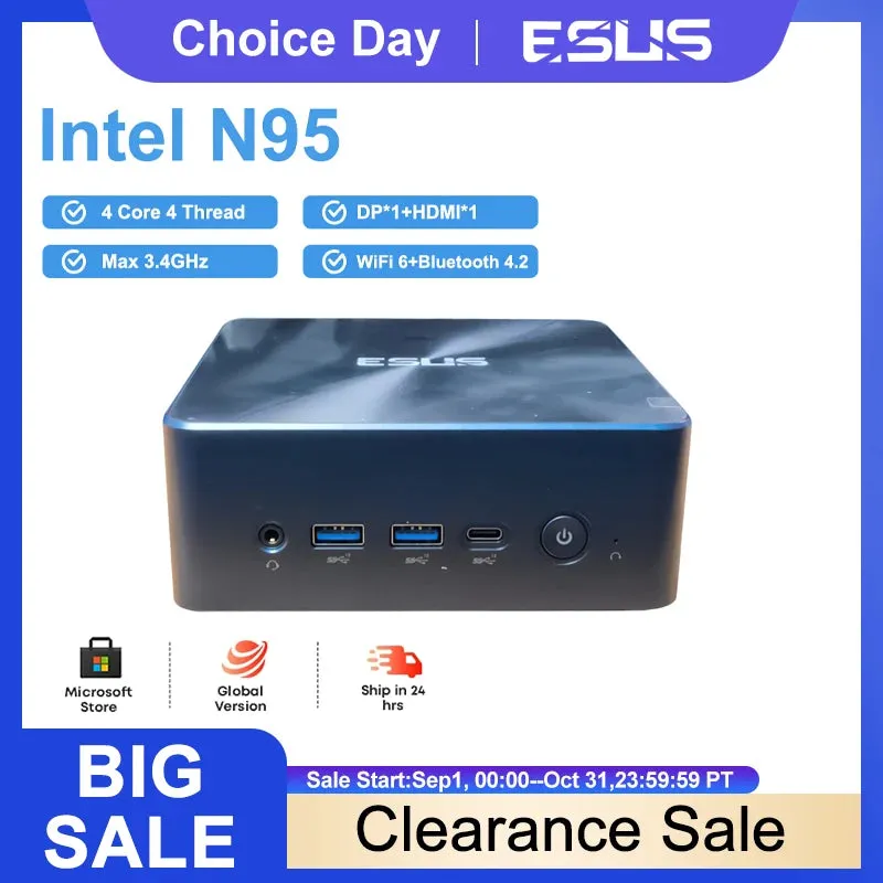 ESUS Mini PC Intel 11th Gen N95 N1000M WiFi6 Gamer Desktop